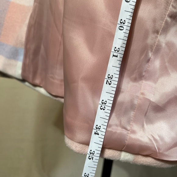 GAL MEETS GLAM wool blend pink and blue plaid winter peacoat. XL - Picture 11 of 16